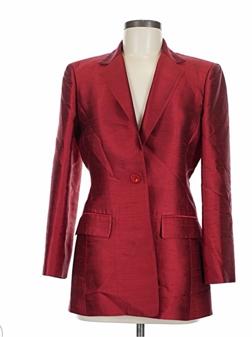 Vintage Oscar by Oscar Da La Rentatailored Red Single-Button Women's Blazer